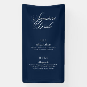 Klassisches Blau Kalligrafie Signature-Drinks-Menü Banner