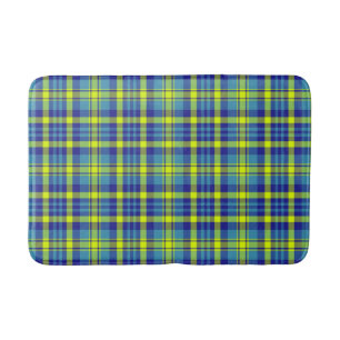 Klassisches Blau Karo Tartan Muster Badematte