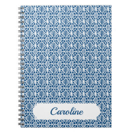 Klassisches Blau mit weißem Crochet Lace-Muster Notizblock