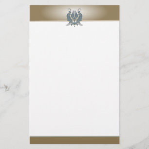 Klassisches Blau und Brown-Damast-Briefpapier Briefpapier