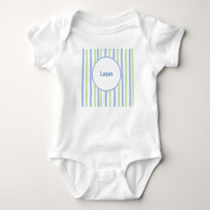 Klassisches Blau und Limette Personalisierter umkr Baby Strampler
