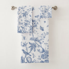 Klassisches Blau und Weiß Chinoiserie Badhandtuch Set