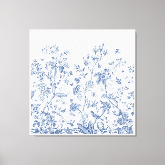Klassisches Blau und Weiß Chinoiserie Leinwanddruck (Vorderseite)