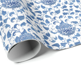 Klassisches Blau und Weiß Chinoiserie Muster Geschenkpapier