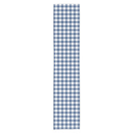 Klassisches Blau und Weiß Gingham Karo Muster Kurzer Tischläufer