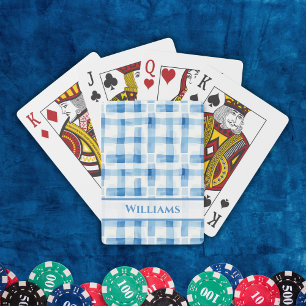 Klassisches Blau und Weiß Gingham Prüfmuster Spielkarten