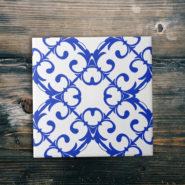 Klassisches Blau-Weiß-Azulejo-Damask-Muster Fliese (Von Creator hochgeladen)
