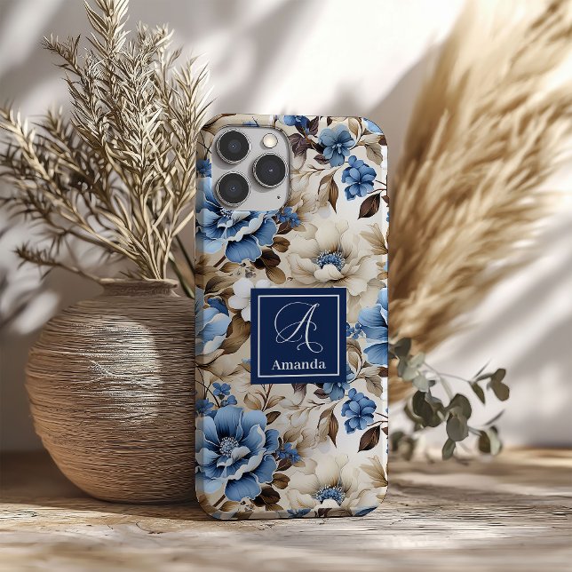 Klassisches Blau-Weiß-Blumen iPhone-Case Cover (Classic Blue and White Flowers iPhone Case Cover)