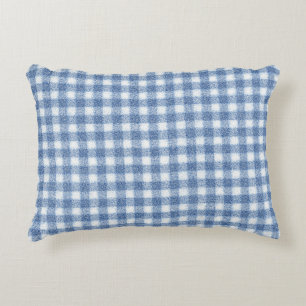 Klassisches Blau-Weiß-Gingham-Karo Dekokissen