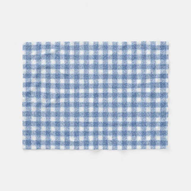 Klassisches Blau-Weiß-Gingham-Karo Fleecedecke (Vorderseite (Horizontal))