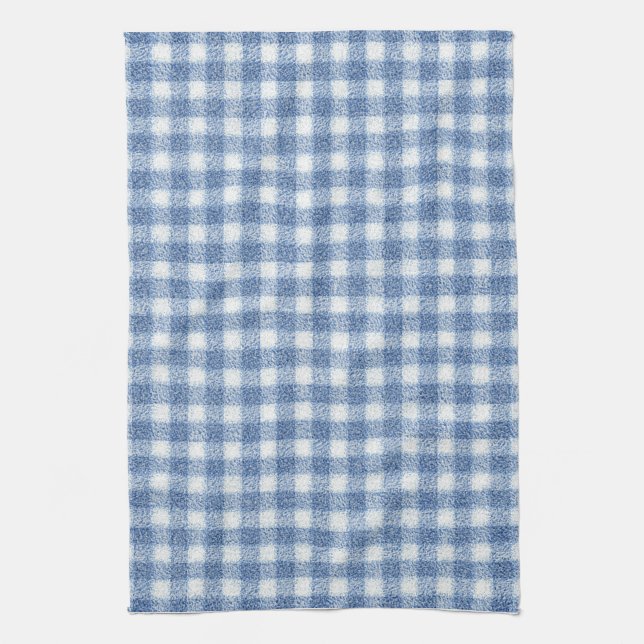 Klassisches Blau-Weiß-Gingham-Karo Geschirrtuch (Vertikal)
