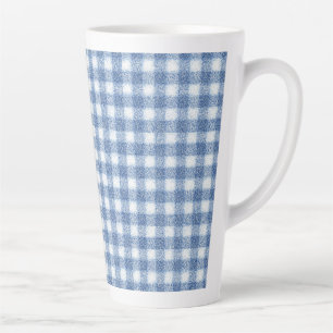 Klassisches Blau-Weiß-Gingham-Karo Milchtasse