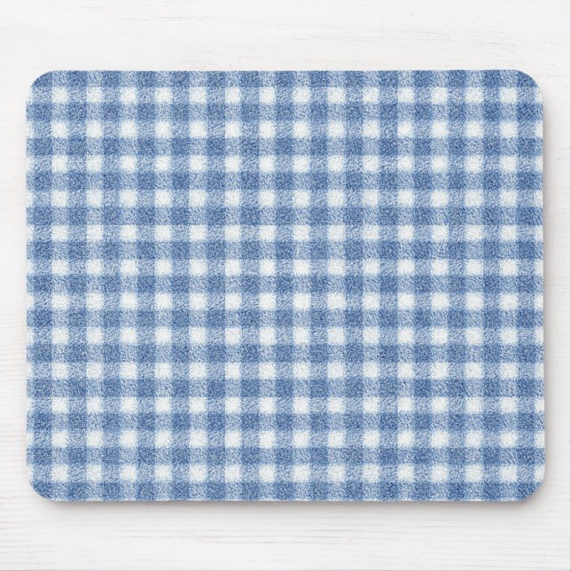 Klassisches Blau-Weiß-Gingham-Karo Mousepad (Vorne)