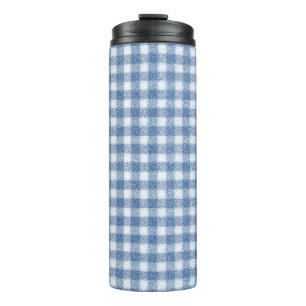 Klassisches Blau-Weiß-Gingham-Karo Thermosbecher