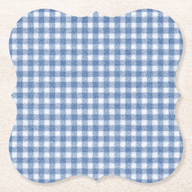 Klassisches Blau-Weiß-Gingham-Karo Untersetzer (Vorderseite)
