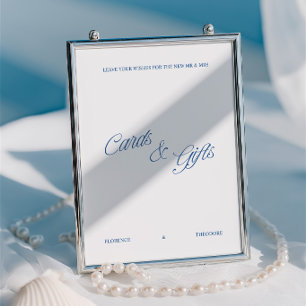 Klassisches Blau-Weiß-Hochzeitskarten- und Geschen