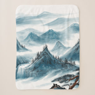 Klassisches Blaues Chinoiserie Malerei Sherpadecke