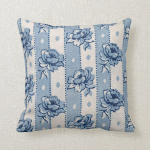 Klassisches blaues Elfenbein-Blumenthema-Kissen Kissen