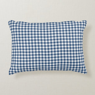 Klassisches blaues Gingham-Muster-Akzent-Kissen Dekokissen