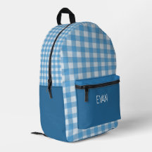 Klassisches blaues Gingham-Muster personalisierter