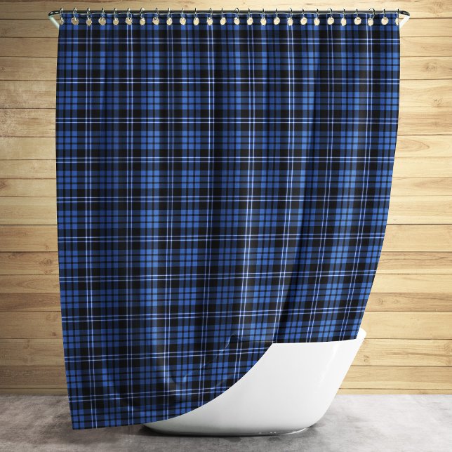 Klassisches Blaues Kariertes Tartan Muster Duschvorhang (Classic Blue Plaid Tartan Pattern Shower Curtain)