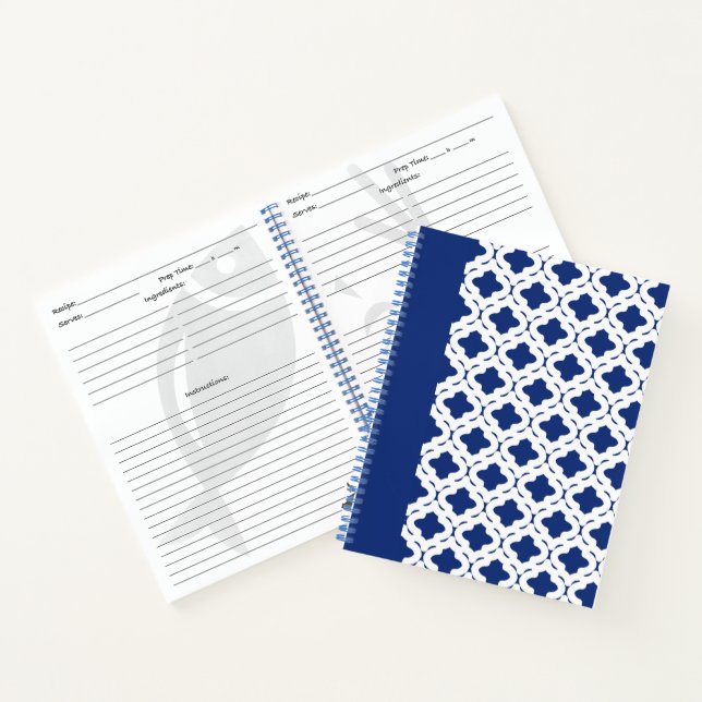 Klassisches blaues Rezeptheft Notizbuch (Innenseite)