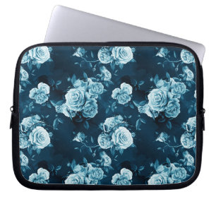 Klassisches blaues Rosen-Muster Laptopschutzhülle