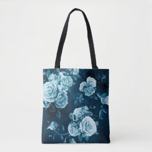 Klassisches blaues Rosen-Muster Tasche