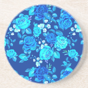Klassisches Blaues Rosenblumenmuster-87600 Getränkeuntersetzer