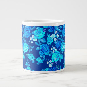 Klassisches Blaues Rosenblumenmuster-87600 Jumbo-Tasse
