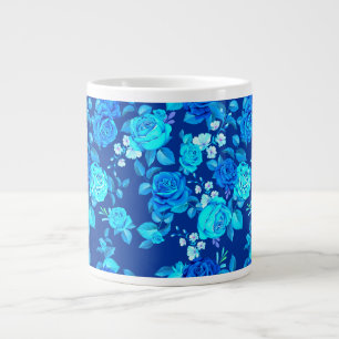 Klassisches Blaues Rosenblumenmuster-87600 Jumbo-Tasse