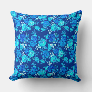 Klassisches Blaues Rosenblumenmuster-87600 Kissen
