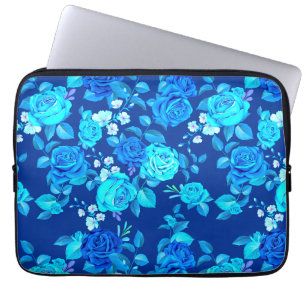 Klassisches Blaues Rosenblumenmuster-87600 Laptopschutzhülle