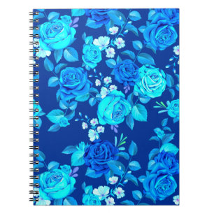 Klassisches Blaues Rosenblumenmuster-87600 Notizblock