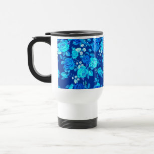 Klassisches Blaues Rosenblumenmuster-87600 Reisebecher
