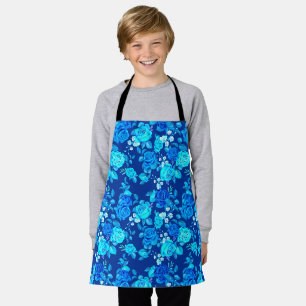 Klassisches Blaues Rosenblumenmuster-87600 Schürze