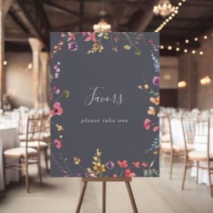Klassisches Blaues Wildblumen-Geschenk-Schild Poster