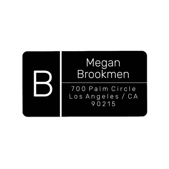 Klassisches Blk & White Design/DIY NameAddress Mon Adressaufkleber (Vorne)