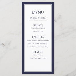 Klassisches "Blue Gray Border Wedding Menu" für Na Menükarte