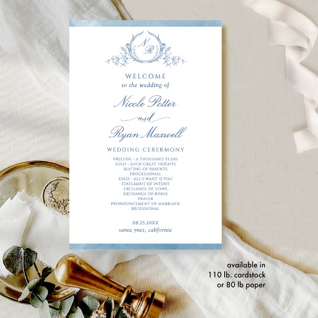 Klassisches, Blue Monogram Watercolor Hochzeitspro (Von Creator hochgeladen)