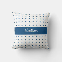 Klassisches Blue Polka Dot Muster auf Weiß mit Nam