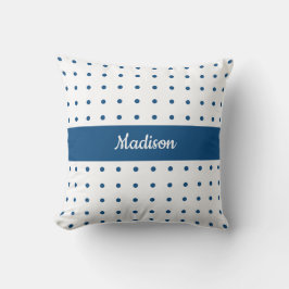 Klassisches Blue Polka Dot Muster auf Weiß mit Nam Kissen