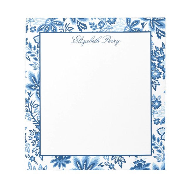 Klassisches Blue-White-Floral-Notepad Notizblock (Vorderseite)
