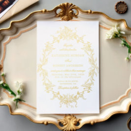 Klassisches Blumengebäck Elegantes Hochzeitserlebn Folieneinladung