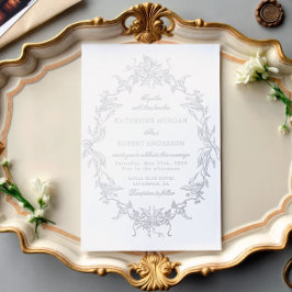 Klassisches Blumengebäck Elegantes Hochzeitserlebn Folieneinladung