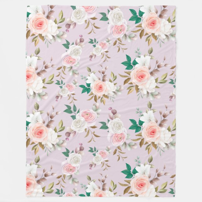 Klassisches Blumenmuster Fleecedecke (Vorderseite)