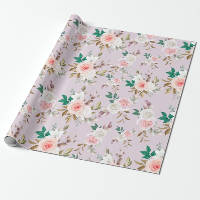 Klassisches Blumenmuster Geschenkpapier (Ungerollt)