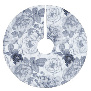 Klassisches Blumenmuster Polyester Weihnachtsbaumdecke