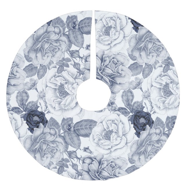 Klassisches Blumenmuster Polyester Weihnachtsbaumdecke (Vorderseite)