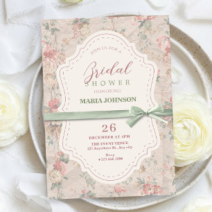 Klassisches, blumenweibliches Vintages Bogen-Braut Einladung